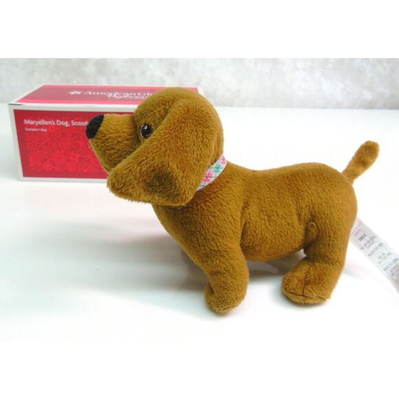 American Girl MaryEllen Dachshund Dog Scooter Doll Pet Plush Puppy Collar New - Picture 2 of 7